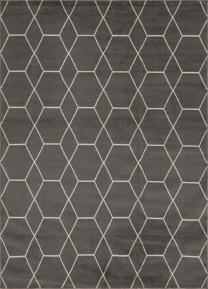 Unique Loom Trellis Frieze Collection Area Rug - Geometric (9' x 12' 2", Dark Gray/ Ivory)