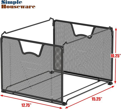 Simple Houseware Mesh Hanging File Folder Organizer 15.25" D x 12.75" W , 2 Packs, Black