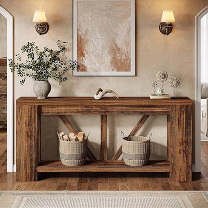 Tribesigns 70.9" Narrow Long Console Table, 2-Tier Farmhouse Entryway Table with Storage, Modern Entry Sofa Table Behind Couch for Hallway, Foyer, Living Room, Dark Brown