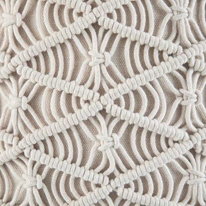 SIMPLIHOME Coates Boho Round Macrame Pouf in Natural Cotton for the Living Room, Bedroom and Kids Room