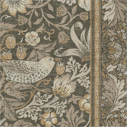 RUGGABLE x Morris & Co Machine Washable Area Rug – Strawberry Thief Stone Gold 8x10, Stain-Resistant, Non-Slip – Large Rugs for Living Room, Bedroom, Hallway, Entryway & Office–with Cushioned Pad
