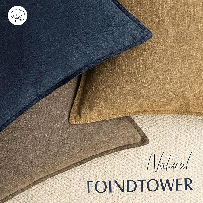Foindtower Pack of 2, Decorative Linen Soild Throw Pillow Covers Soft Accent Cushion Case Boho Farmhouse Pillowcase for Chair Couch Sofa Bedroom Living Room Home Decor 26 x 26 Inch Honey Mustard