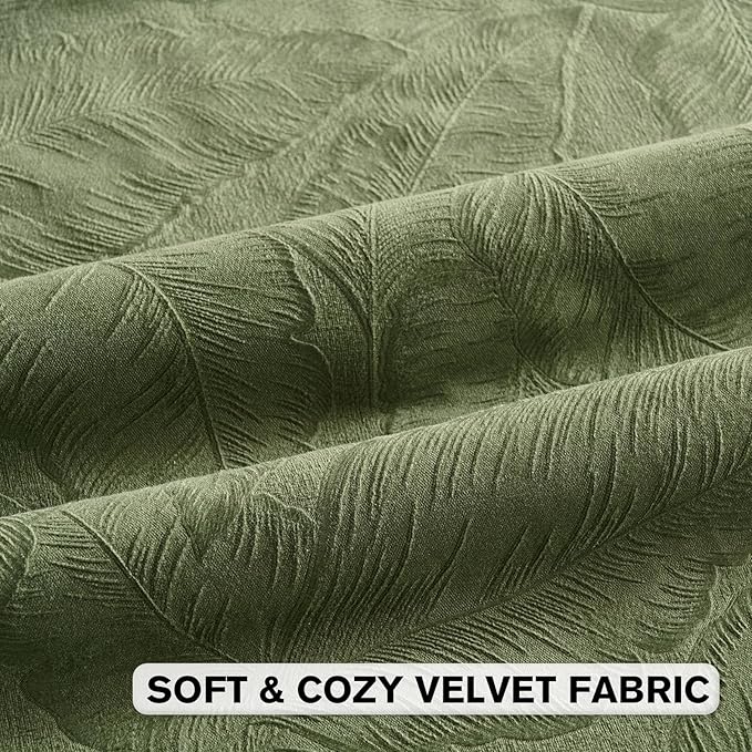 FUTEI Sage Green Velvet Throw Pillow Covers 26x26 Inch Set of 2,Soft Embossed Leaf-Relief Textured Euro Pillow Shams,Natural Home Decor for Couch Living Room