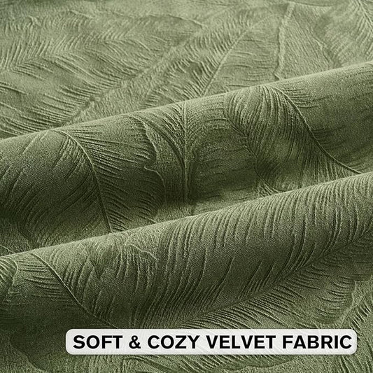 FUTEI Sage Green Velvet Throw Pillow Covers 18x18 Inch Set of 2,Soft Embossed Leaf-Relief Textured Cushion Cases,Natural Home Decor for Couch Living Room