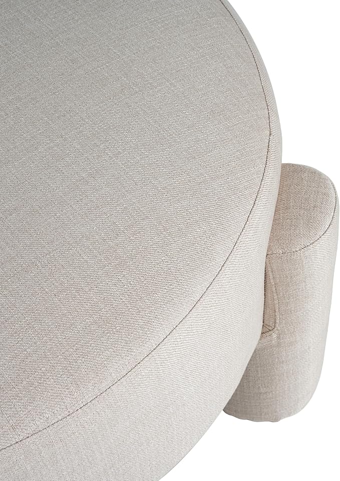 Christopher Knight Home Chobi Round Fully Ottoman Foot Stool, Pouf Footstool Ottoman Seat, Fabric Upholstered Foot Chair, Round Footrest, Modern Side Table for Living Room Bedroom Home Decor, Beige