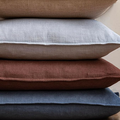 Foindtower Pack of 2, Decorative Linen Soild Throw Pillow Covers Soft Accent Lumbar Cushion Case Boho Farmhouse Pillowcase for Chair Couch Sofa Bedroom Living Room Home Decor 12 x 20 Inch Rust Red
