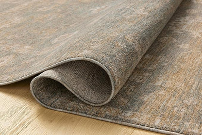 Loloi Chris Loves Julia Louisa Collection LOI-04 Lagoon/Ivory 5'-3" x 5'-3", .38" Pile Height, Round Area Rug