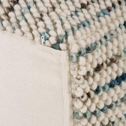 SIMPLIHOME Zoey Boho Cube Woven Pouf in Multi Color Cotton and Wool for the Living Room, Bedroom and Kids Room