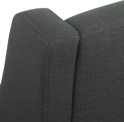 Homepop Home Decor | Upholstered Classic Swoop Arm Accent Chair | Accent Chairs for Living Room & Bedroom | Decorative Home Furniture, Dark Charcoal