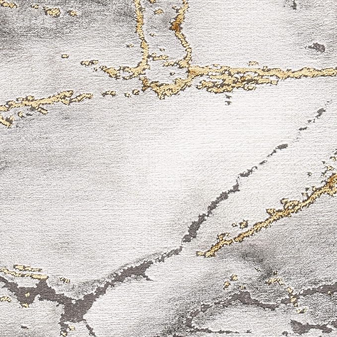 SAFAVIEH Craft Collection Area Rug - 5'3" Square, Grey & Gold, Modern Abstract Design, Non-Shedding & Easy Care, Ideal for High Traffic Areas in Living Room, Bedroom (CFT877F)
