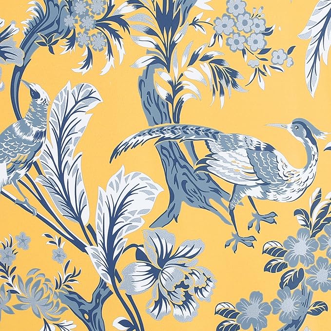Lush Decor Dolores Light Filtering Window Panels, Pair, 52" W x 84" L, Yellow - Floral Curtains for Bedroom - Vintage Curtains - Coquette Room Decor
