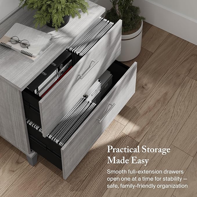 Bush Furniture 2 Drawer Lateral File Cabinet, Letter and Legal-Size Document Storage for Home or Professional Office, Somerset Collection, Platinum Gray
