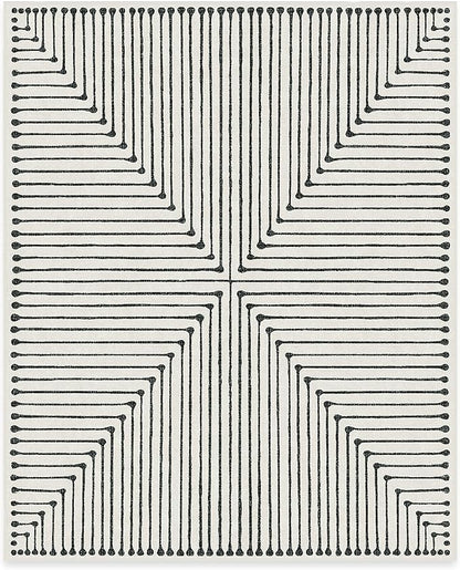 RUGGABLE x Jonathan Adler Machine Washable Modern Area Rug – Inkdrop Black & Ivory 8x10, Stain-Resistant, Non-Slip – Large Rugs for Living Room, Bedroom, Hallway, Entryway & Office–with Cushioned Pad