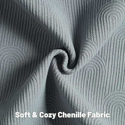 FUTEI Dark Grey Chenille Decorative Throw Pillow Covers 18x18 Inch Set of 2,Soft Cozy Striped Geometric Patterns Cushion Case,Modern Home Decor for Couch Bed Living Room