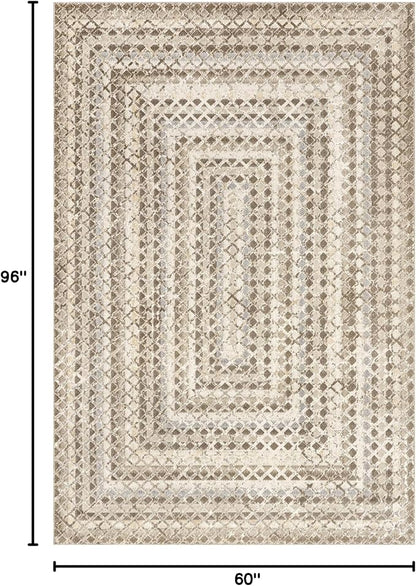 nuLOOM Carley Geometric 5x8 Machine Washable Area Rug for Living Room Bedroom Dining Room Kitchen, Beige/Ivory