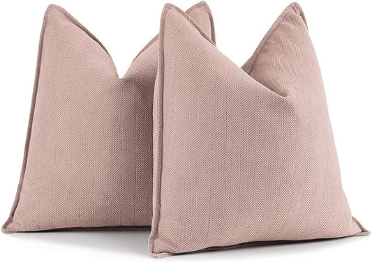 ZWJD Dusty Pink Pillow Covers 16x16 Set of 2 Chenille Throw Pillow Covers with Elegant Design Soft and Luxurious Decorative Throw Pillows for Couch, Bed, and Home Decor