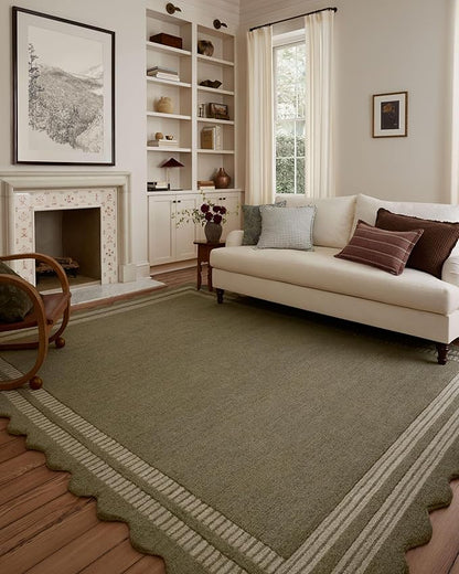 Loloi Chris Loves Julia Scottie Collection SCO-01 Olive/Pebble 3'-6" x 5'-6", .87" Pile Height, Accent Rug