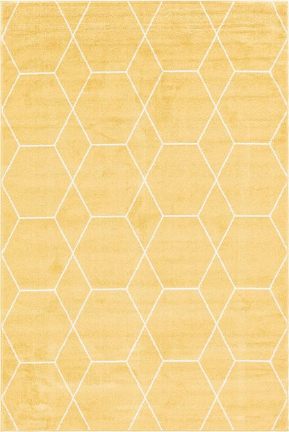 Unique Loom Trellis Frieze Collection Area Rug - Geometric (6' 1" x 9' Rectangle Yellow/Ivory)