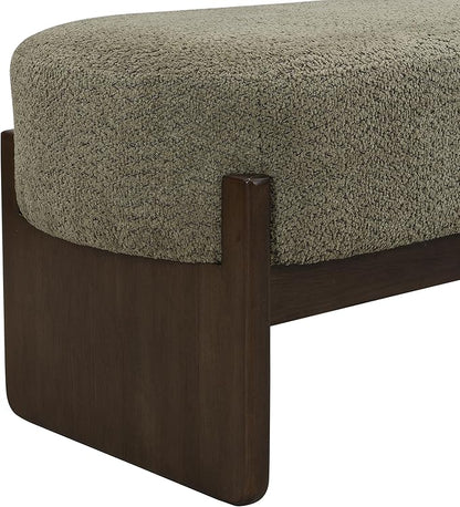 Christopher Knight Home Arden Minimalist Loop Yarn Fabric Dining Bench, Wooden Entryway Ottoman Bench, Modern Living Room Sofa Ottoman Footrest, Bedroom End of Bed Bench, Dark Green+Brown