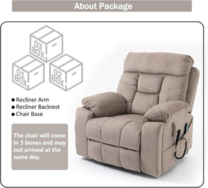 Dual Motor Power Lift Chair Recliners, 180°Lay Flat Sleeping Recliner Chairs for Elderly with Heat Massage, Spacious Seat, Cup Holders, Side Pockets, Lumbar Pillow, Up to 400LBS