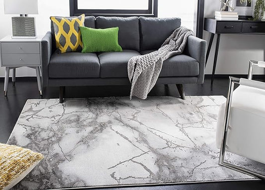 SAFAVIEH Craft Collection Accent Rug - 2'7" x 5', Grey & Silver, Modern Abstract Design, Non-Shedding & Easy Care, Ideal for High Traffic Areas in Entryway, Living Room, Bedroom (CFT877G)