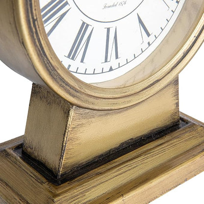 Creative Co-Op Vintage Metal Mantel Clock, Gold Finish