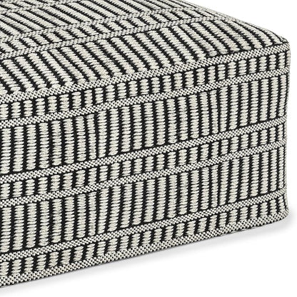 SIMPLIHOME Safford 20-inch Wide Pouf in Black and White, Handwoven Outdoor/Indoor Boho-Style Ottoman for Living Room, Bedroom, or Patio, Weather-Resistant, UV-Protected, Assembled