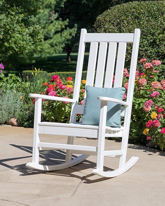 POLYWOOD® Vineyard Composite Rocking Chair Outdoor, Weather Resistant Patio Furniture, All Weather Rocking Chairs for Outside, Front Porch Rocking Chair, Sand