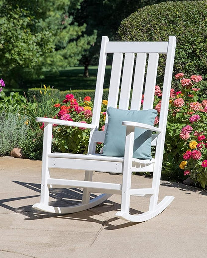 POLYWOOD Vineyard Porch Rocking Chair, HDPE Outdoor Rocker, Patio Furniture, Black, Made in USA