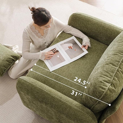 Oversized Accent Chair Set of 2,All Seats Storage,Comfy Armchair,24.5'' Deep Seat,Upholstered Living Room Chairs,Reading Chair for Bedroom,Office,Chenille,Green