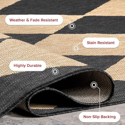 nuLOOM 8' x 10' Outdoor Performance Area Rug, Stain Resistant, Weather Resistant, High Traffic, Patio, Balcony, Outside, Sabina Dark Grey