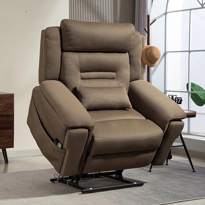 Big Man 400 lbs Recliners 28 Inch Wide Seat, Oversized Power Lift Recliner for Elderly Adults with Heat Massage, Lay Flat Recliner Chair Cup Holder & Wireless Phone Charger, USB Type C Charging