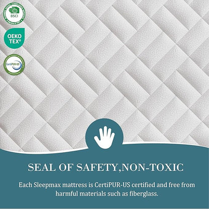Sleepmax Firm King Mattress 14 Inch - Deep Sleep Hybrid Mattress Pain Relief - No Sagging Bed in a Box for Back & Side Sleepers - Extra Support, Fiberglass-Free, CertiPUR-US Certified, 365-Night Trial