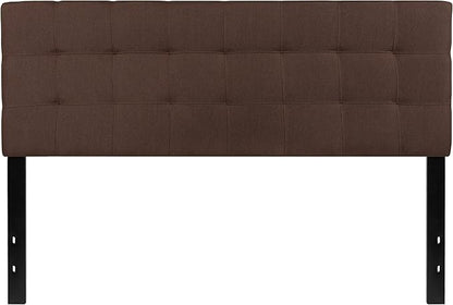 EMMA + OLIVER Quilted Tufted Queen Size Headboard in Dark Brown Fabric
