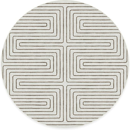RUGGABLE x Jonathan Adler Machine Washable Area Rug – Labyrinth Camel/Ivory 8 ft Round, Stain-Resistant, Non-Slip – Large Rugs for Living Room, Bedroom, Hallway, Entryway & Office–with Cushioned Pad