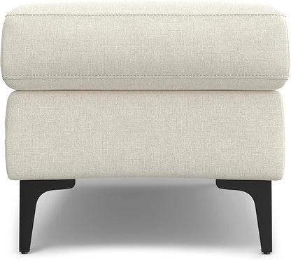 SIMPLIHOME Ava Ottoman in 100% Recycled Polyester Tightly Woven Performance Fabric, Cream, 36-inch Wide, Mid-Century Modern Style Multipurpose Table or Footrest Ottoman, Assembled,for Living Room