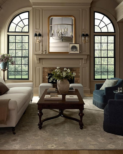 Loloi Chris Loves Julia Dorothea Collection DRT-01 Stone/Multi 3'-6" x 5'-6" Accent Rug Wool Neutral Floral Living Room Bedroom Carpet