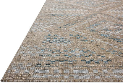 Loloi Amber Lewis Topanga Collection TOP-04 Natural/Aqua 6'-7" x 9'-4" Indoor/Outdoor Area Rug