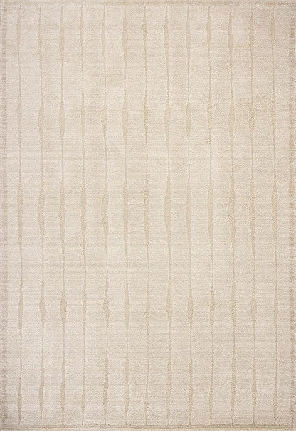 Loloi Chris Loves Julia Calvin Collection CLV-02 Ivory/Oatmeal 6'-3" x 9'-6" Area Rug Checkered Neutral Soft Living Room Bedroom Carpet