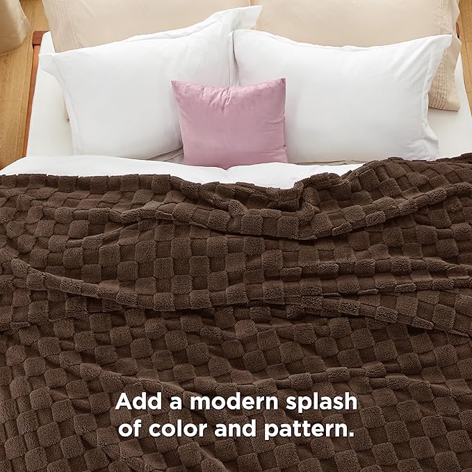 Bedsure GentleSoft Blankets Queen Size for Bed - Super Soft Cozy Blanket for Women Men Girls, Large Fuzzy Fleece Throw for Bedroom Decor, Dark Brown, 90x90 Inches