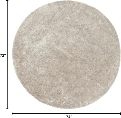 nuLOOM 6' Round Cozy Plush SuperiorWash Area Rug, Machine Washable, Non-Slip, Soft Fluffy Shag Carpet for Living Room Bedroom Kids Room Nursery Home Decor, Loni Beige
