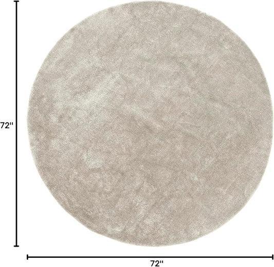 nuLOOM 6' Round Cozy Plush SuperiorWash Area Rug, Machine Washable, Non-Slip, Soft Fluffy Shag Carpet for Living Room Bedroom Kids Room Nursery Home Decor, Loni Beige