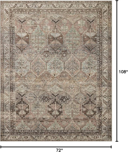 Loloi Amber Lewis Billie Collection, Clay & Sage 6'-0" x 9'-0" Area Rug – Antique & Distressed Accent Rugs for Living Room, Bedroom, Entryway & Hallway, No Shed High Traffic Area Home Decor Rug