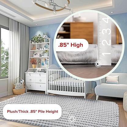 nuLOOM 5' x 8' Cozy Plush Area Rug, Machine Washable, Non-Slip, Soft Fluffy Shag Carpet for Living Room Bedroom Kids Room Nursery Home Decor, Jeni Silver