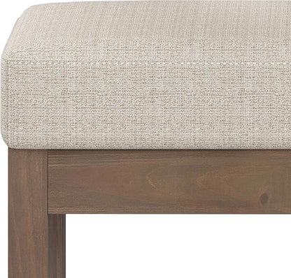 SIMPLIHOME Milltown 27 inch Wide Contemporary Rectangle Footstool Ottoman Bench in Platinum Tweed Look Fabric, Assembled, for the Living Room and Bedroom