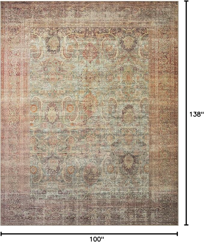 Loloi Amber Lewis Georgie Collection GER-03 Jade/Sunset 8'-4" x 11'-6", .19" Pile Height, Area Rug