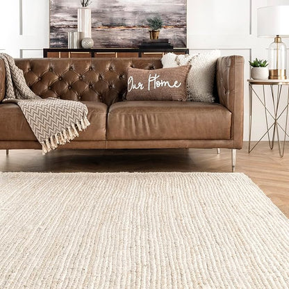 nuLOOM Oval 2x4 Rigo Jute Hand Woven Area Rug, Off White, Solid Farmhouse Design, Natural Fiber, For Bedroom, Living Room, Dining Room, Hallway, Office, Kitchen, Entryway