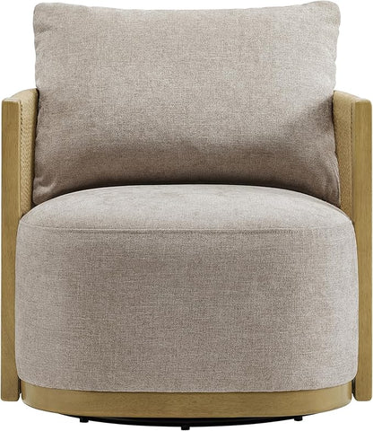 CHITA Braid Swivel Accent Chairs, Modern Comfy FSC Certified Armchair with Paper Cord & Wood Frame for Living Room and Bedroom, Fully Assembled - Linen