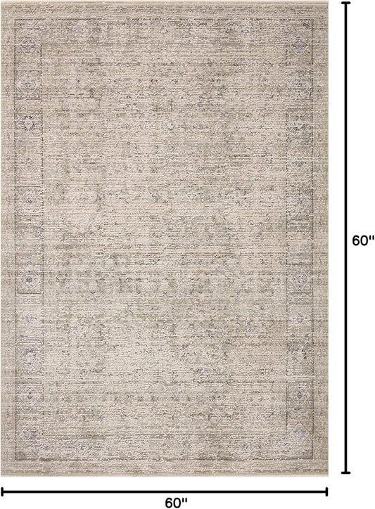 Loloi Amber Lewis Alie Collection ALE-03 Taupe/Dove 5'-3'' x 5'-3'', .13'' Pile Height, Round Area Rug