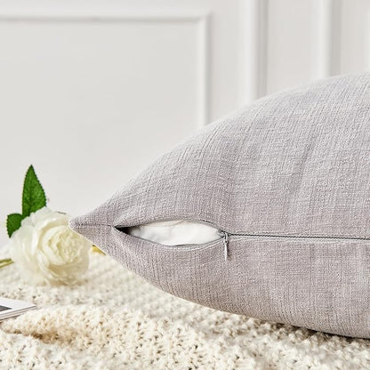 GAWAMAY Lumbar Support Pillow Decorative Throw Pillow Covers 12"x20" Inch Set of 2, Super Soft Chenille Pillowcase for Living Room Bedroom Sofa Couch Cushion Cover Light Grey 30x50cm (ONLY Covers)